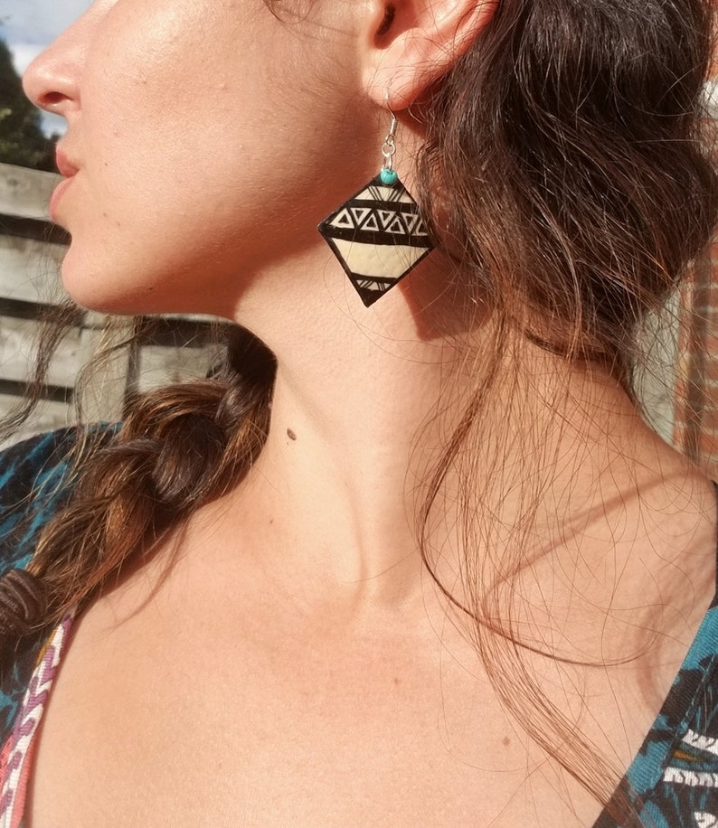 Handmade And Painted Tribal unique earrings