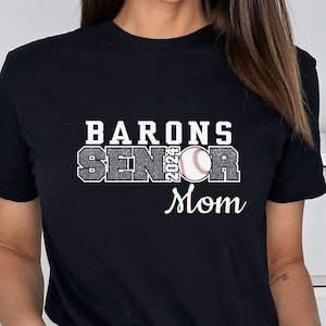 Customized Senior Baseball Mom T-shirt, Senior 2024 Baseball Mom, Personalized Baseball Mom Shirt, Glitter Mom Shirt, Custom Senior Shirt