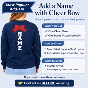 Senior Cheer Mom Shirt Class of 2027, Personalized Name & Number Back, Custom School Colors, Cheer Mom Tee Senior Night Shirt image 2