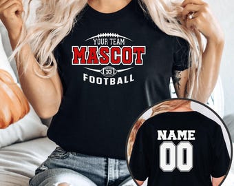 Custom Football Team Shirt, Personalized With the Team Mascot, Colors, Name and Player Number