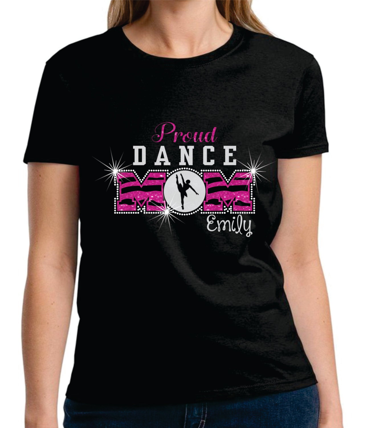 Personalized Gliter Dance Mom Shirt Rhinestone Rhinestone Mom Etsy