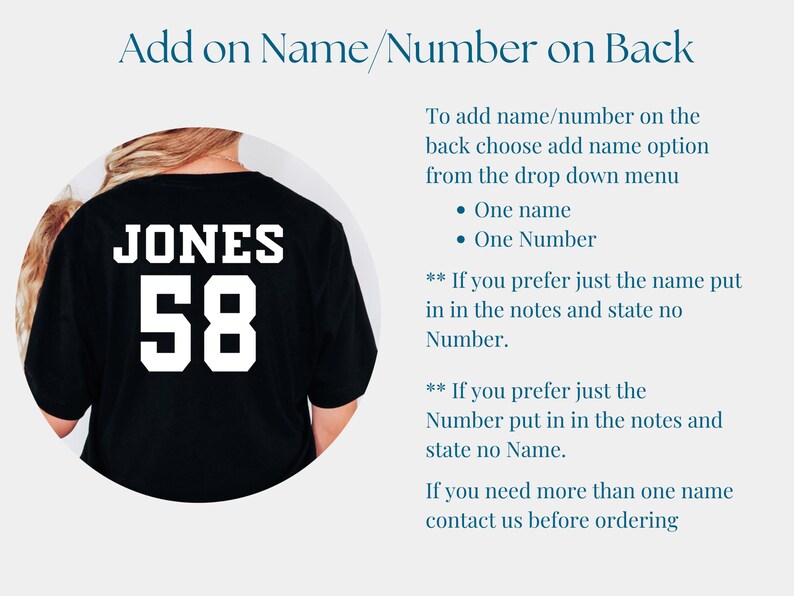 a person wearing a black t-shirt with the name "JONES" and the number "58" printed on it.