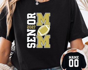 Custom Senior Football Mom Shirt, Personalized Class of 2027 Football Mom Tee, Senior Night Spirit Wear, Custom Team Color Mom Apparel