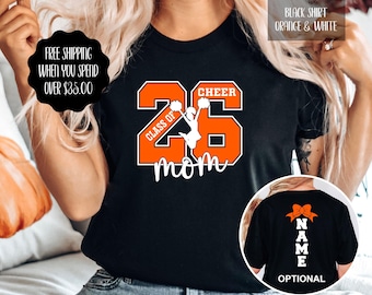 Custom 2026 Senior Mom Cheer Shirt - Personalized Name & Number - Family Supporter Gift - Mom, Dad, Any Family Member