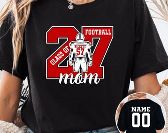 Personalized Senior Football Mom Shirt 2027 – Custom Name & Number Tee – Football Parent, Family Supporter Gift