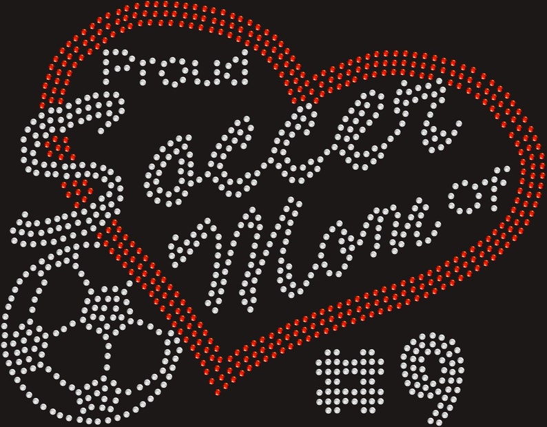 Personalized Proud Soccer Mom Rhinestone Transfer Iron On Bling Applique