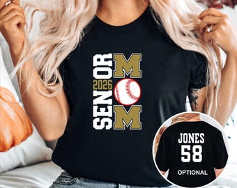 Custom 2026 Senior Mom Baseball T-Shirt  Game Day Gift for Baseball Moms  Senior Parent Night Apparel
