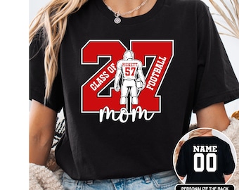 Personalized Senior Football Mom Shirt 2027 – Custom Name & Number Tee – Football Parent, Family Supporter Gift