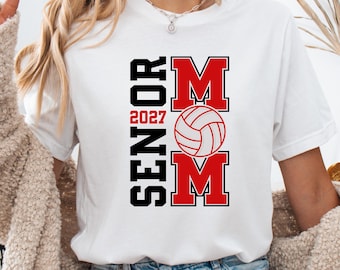Custom Senior Volleyball Mom Shirt 2027 Personalized Senior Night Team Mom Tee