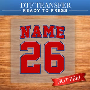 Custom Name Number DTF Transfer, Ready to Press Transfer DTF Transfer, Pick you Colors, Custom Number Name DTF.