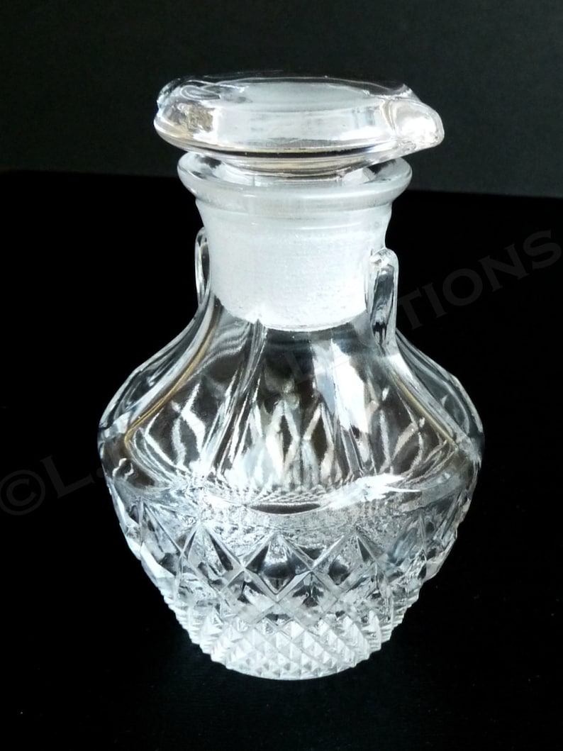Vintage Diamond Cut Crystal Glass Perfume Bottle Petals Flat | Etsy