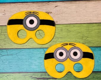 Felt Mask - Deluxe Felt Mask -- Kids Mask – Costume – Dress-Up -- Halloween -- Pretend Play -- Party Favor - Minions Inspired