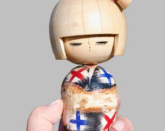 Poupée Kokeshi | Poupée en bois Kokeshi vintage | Années 90