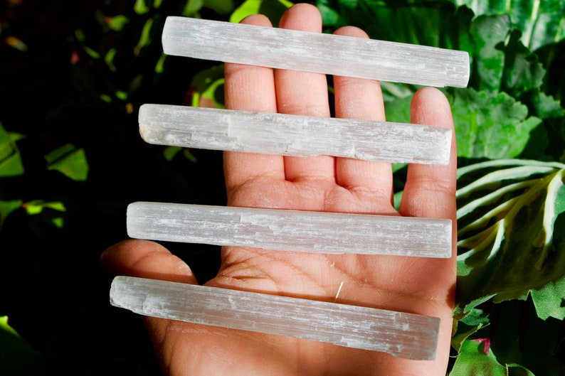 Full Moon Selenite Sticks 4' | For Cord Cutting, Directs Healing Light, Cleansing the Aura, Powerful Energy Holder 