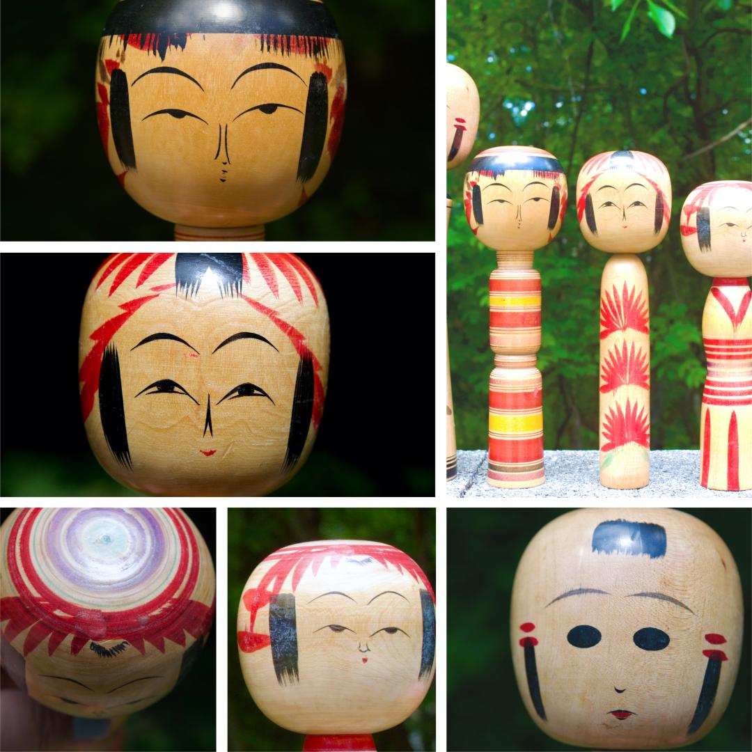 ヴィンテージこけしセット｜様々なこけし職人による5体の伝統木人形
