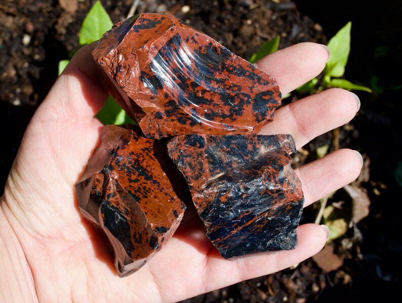 Raw Mahogany Obsidian Crystal Affirmation I am a warrior full of strength, stamina, and courage. image 3