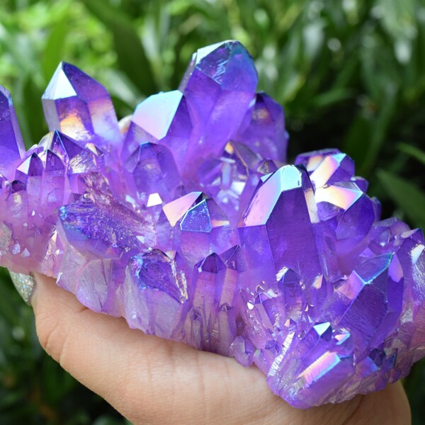 Purple Rose Aura Cluster, Aura Quartz, Gemstone, reiki, mineral specimens, aura quartz cluster, gemstone, crystal quartz, purple aura