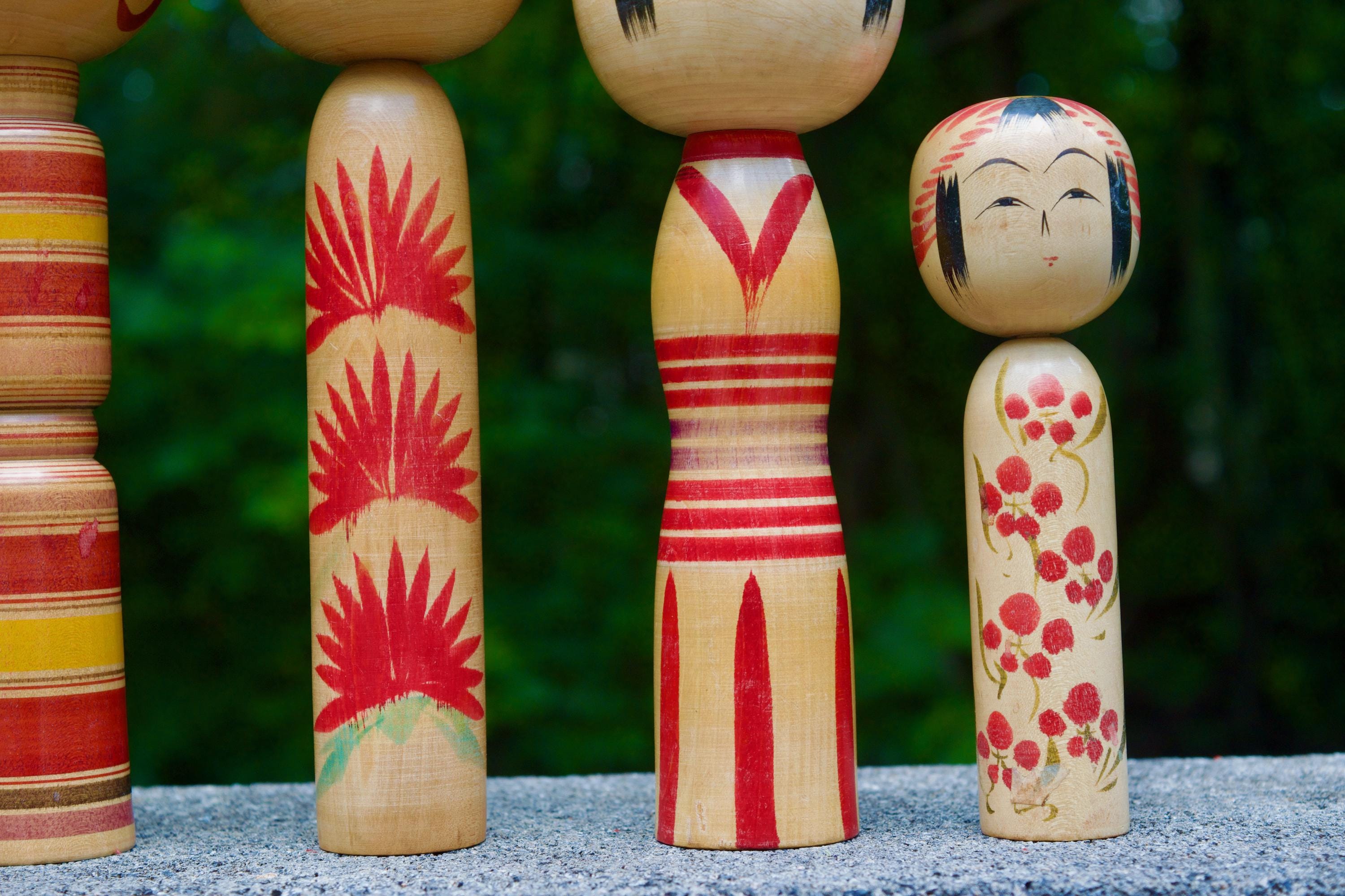 ヴィンテージこけしセット｜様々なこけし職人による5体の伝統木人形