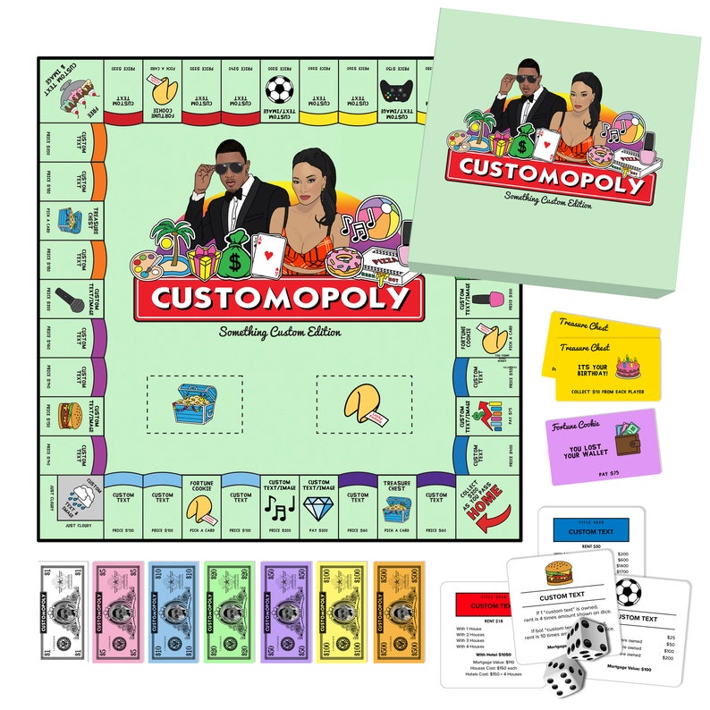 Customopoly Board Game-Complete Game with Portrait: Christmas gift birthday gift customized gift Anniversary gift image 6