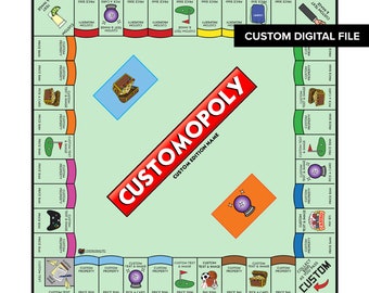 Customopoly Game BOARD-BESTAND: Aangepaste digitale download Gepersonaliseerd Customopoly-bord, gepersonaliseerd speelbord DIGITAAL bestand