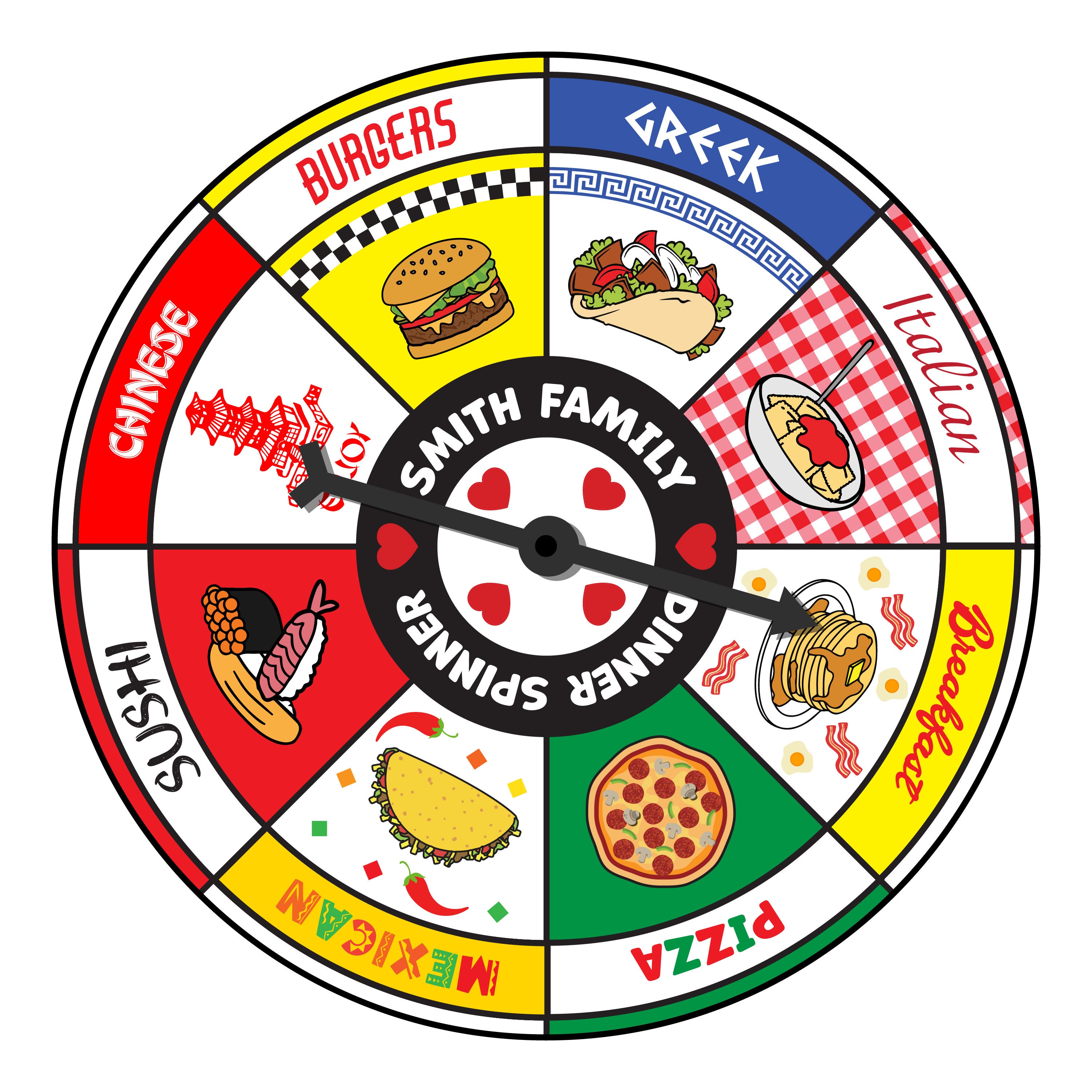 All Positive Products Dinner Spinner - Color it,add your favorite  restaurants,and let the Dinner Spinner decide where to eat