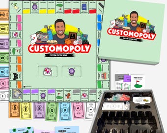 Personalized Customopoly Board Game: Custom Portrait Collage Edition Christmas Gift