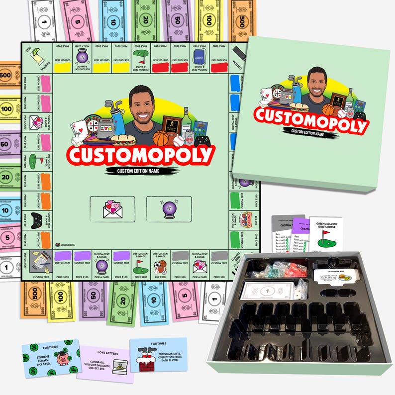 Personalized Customopoly Board Game: Custom Portrait Collage Edition Christmas Gift image 1