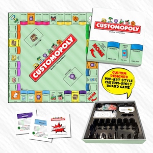 Customopoly Board Game- POP ART STYLE Custom Board Game - Complete Game: Anniversary gift | birthday gift | personalized gift | group gift