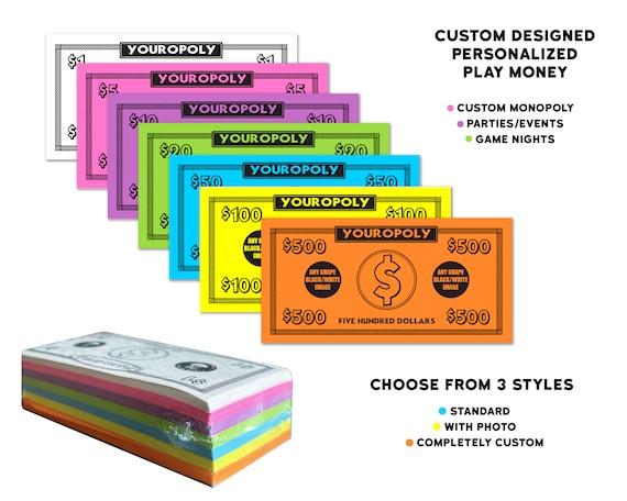 custom monopoly money play money etsy