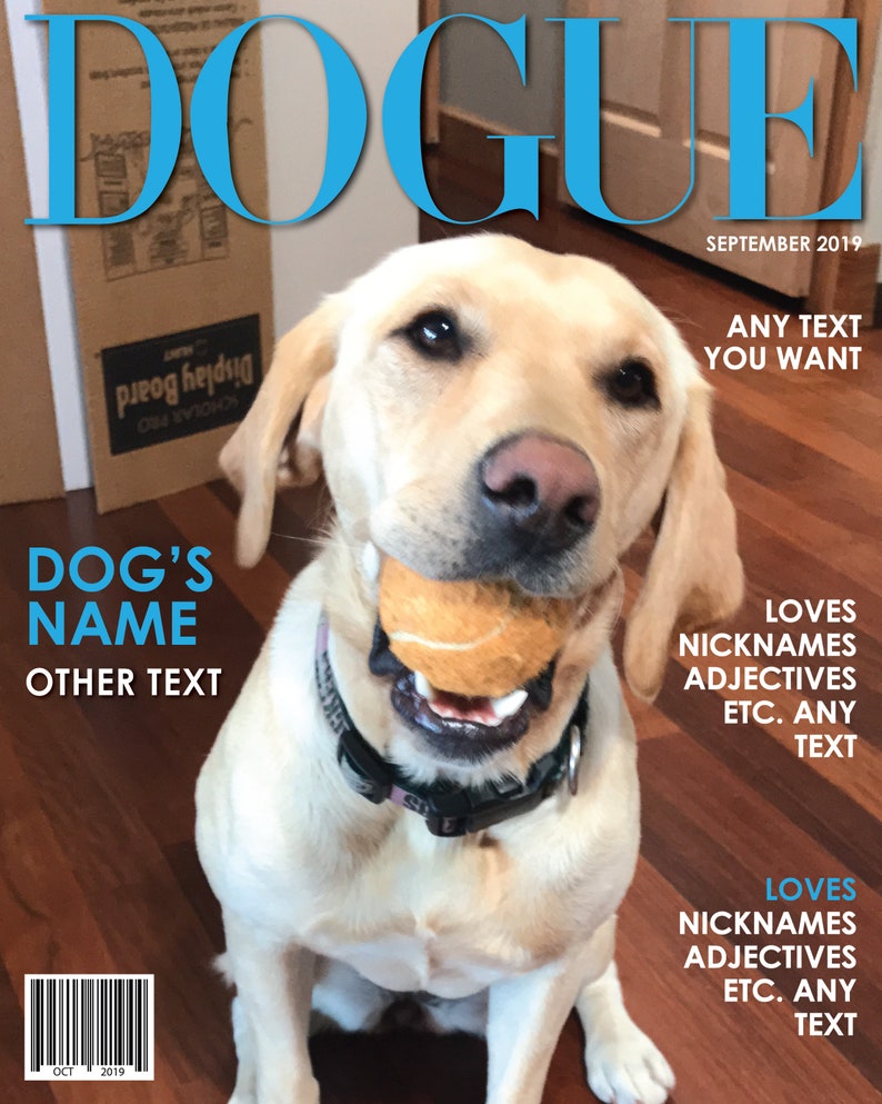 Personalized Dog Magazine CoverDogue Rolling BoneDog Lover Etsy
