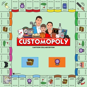 Customopoly Board Game-Complete Game with Portrait: Christmas gift birthday gift customized gift Anniversary gift with 3-4 portraits