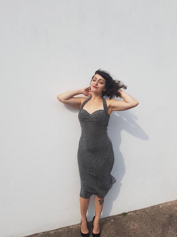 Shiny Sparkly Halterneck Marilyn Monroe Wiggle Sweetheart Neckline Dress  Available in Other Fabrics - Etsy