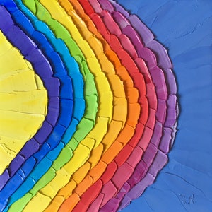 Noelle Rainbow Galaxy Palette Knife Oil Painting by R