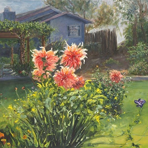 Grandmama's Dahlias Giclée by R. Noelle