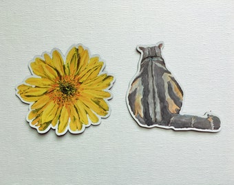 Sunflower and Cat Magnet Set