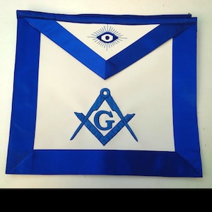 Masonic Master Mason Apron Royal Blue Satin Borders