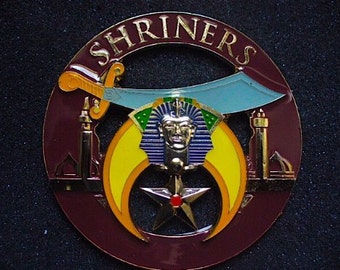 Masonic Shriners Auto Car Emblem 3&quot; Heavy Alloy Rust Resistant Metal Made with Brilliant Colors For The Shriners Freemasons