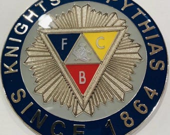 Fraternal order Knights of Pythias heavy alloy silver and blue Emblem