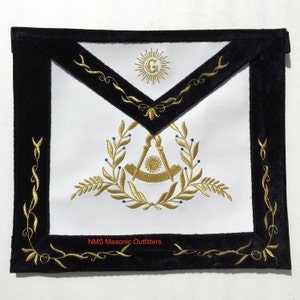 Masonic Past Master Apron Black Borders With Golden Embroidered