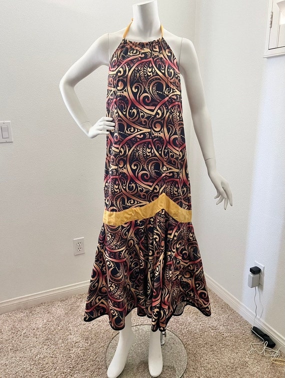 puletasi dress designs vintage 90s / islander print samoan halter dress / puletasi Design dress