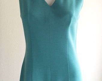 Vintage Long Maxi Turquoise Sleeveless Dress size Large Lined