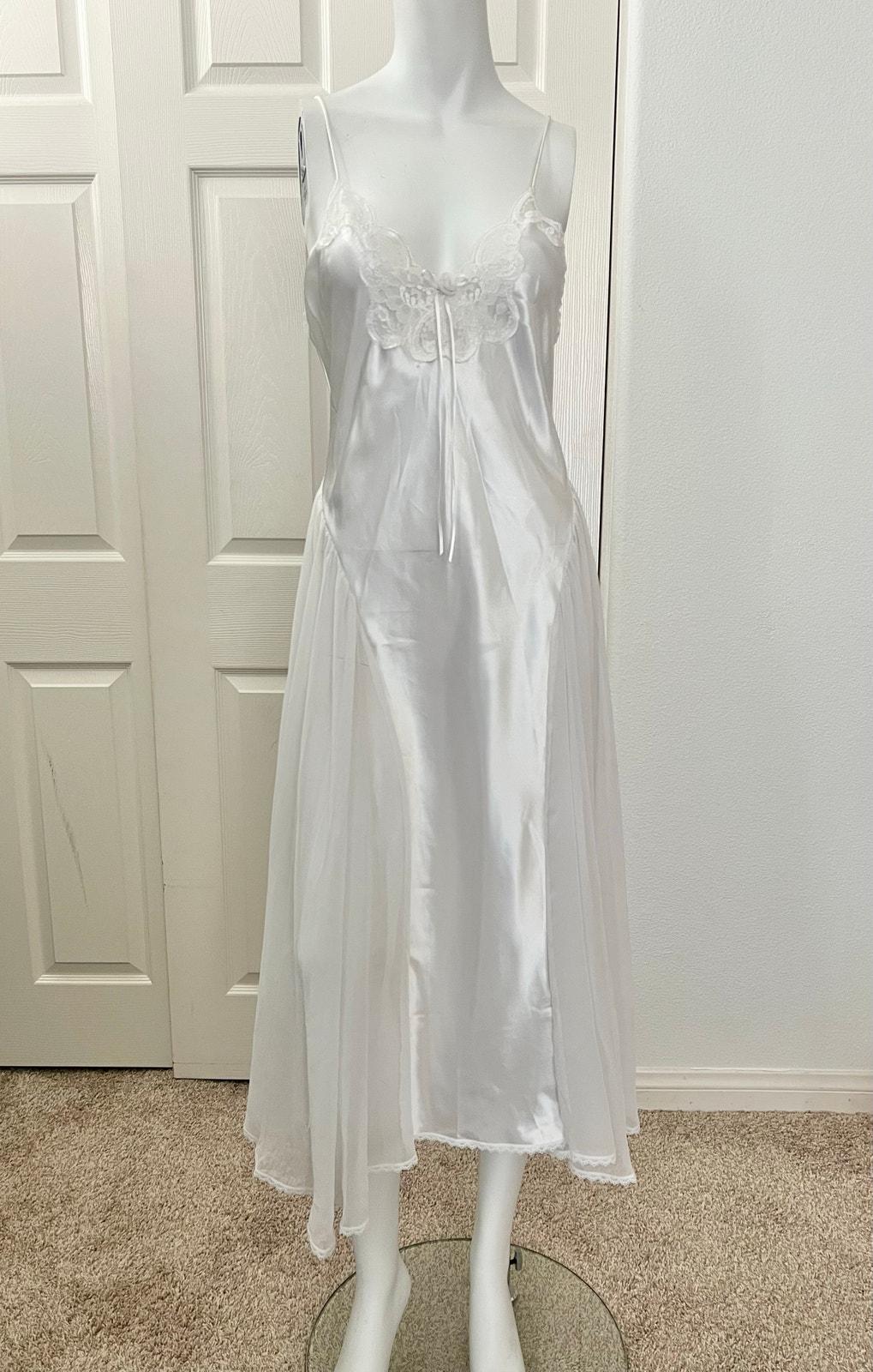 Vintage Indulgence Ivory Sheer Slip Dress Lingerie Bridal USA Size Small