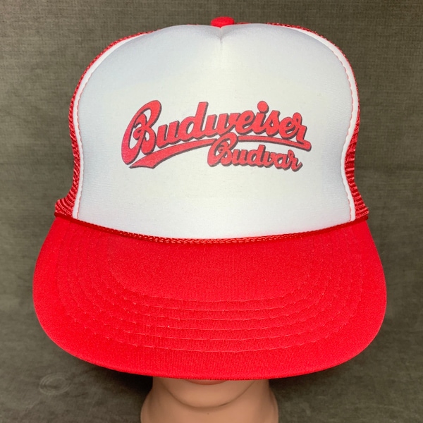 Vintage Budweiser Budvar Trucker Hat Mesh Hat Snapback Hat Beer Cap Logo Red