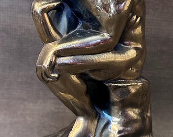 Sujetalibros de latón de 18 cm (7 pulgadas) con la figura del Hombre Pensante, estilo Art Déco, de 1928.