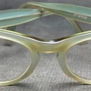 Vintage Translucent Frosted Green Lucite Cat Eye Glasses France Small Child Sz