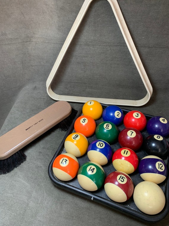 Vintage Billiard Pool Balls 2 1/4 Set W/ Cue Ball Triangle Etsy