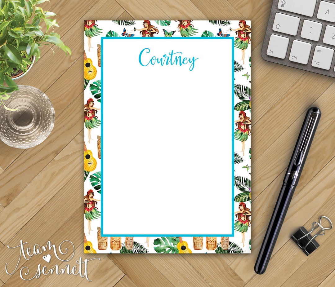 Tiki Dreams Personalized Notepad - Modern Preppy Monogrammed Stationery ...