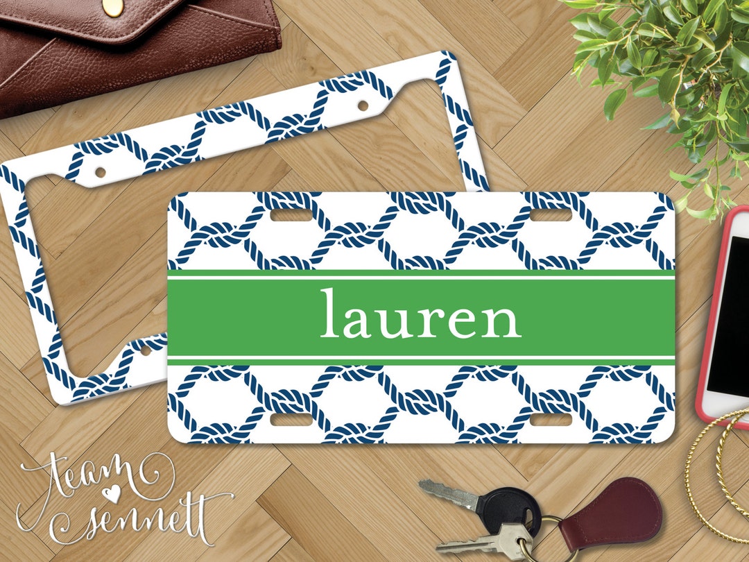 Rope Pattern Personalized License Plate Nautical Monogrammed Etsy