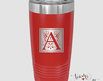 Personalized Travel Mug - 20 ounce Laser Engraved Insulated Tumbler with Monogram