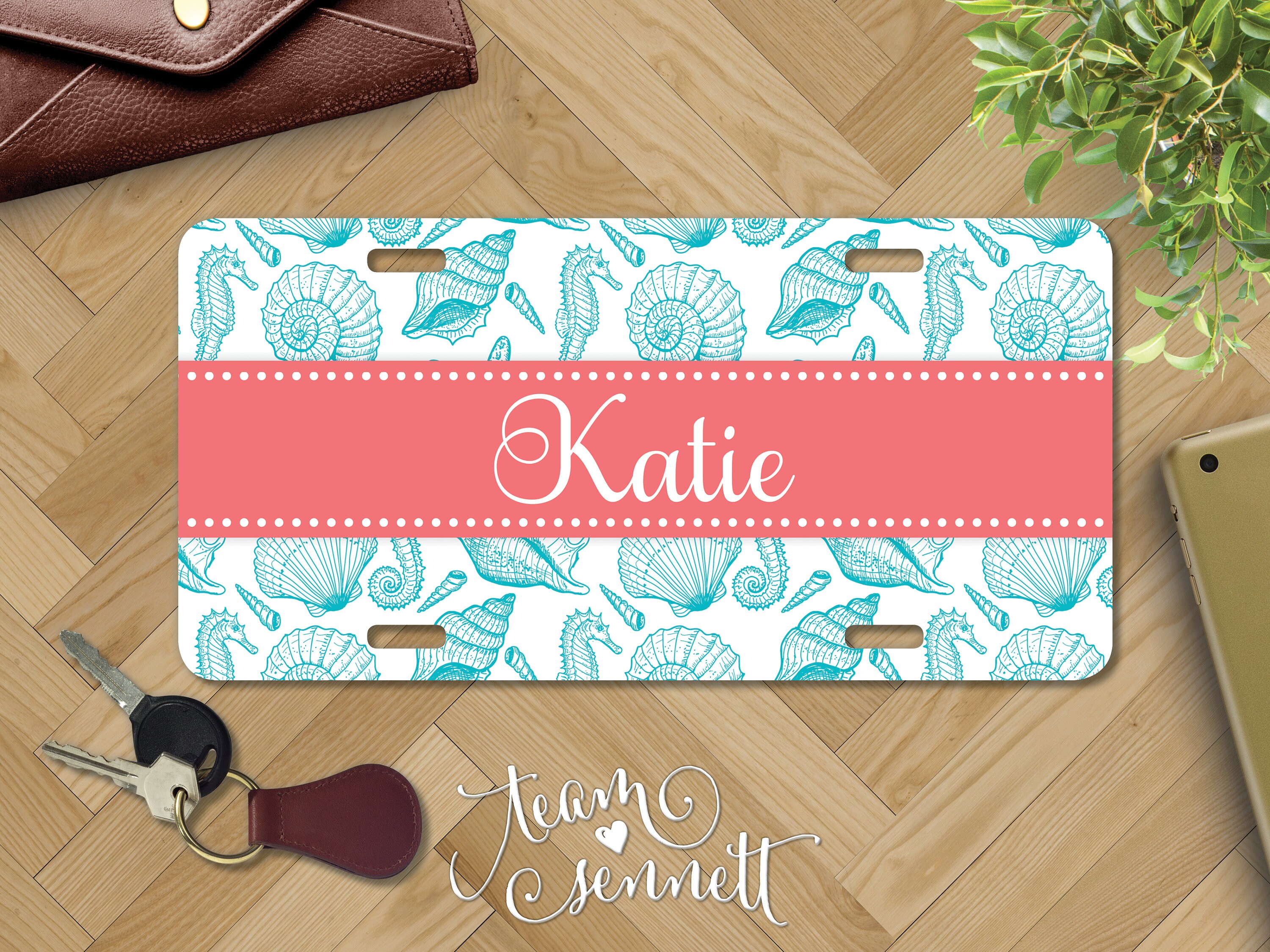 Seashells Personalized License Plate - Beach Theme Monogrammed Aluminum ...